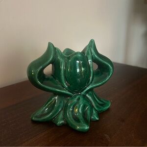 Vintage Claire Lerner CL239 Green Lotus Flower Ceramic Candlestick/Vase – 4″